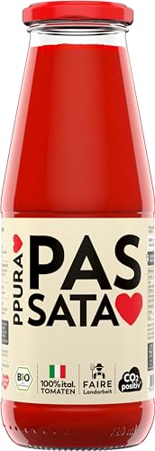 PPURA Passata 700g – Samtig passierte Tomaten mit Bio-Tomaten, 100% natürlichen Zutaten, ohne Farb- & Zusatzstoffe, traditionell hergestellt – Made in Italy