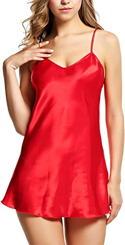Image of Honeymoon Night Dresses for Women - Lightweight Satin Sleepwear Nighties, Hot Bridal Nightwear Dress and Suit for Women, Ladies Lightweight Wear Comfortable, Stylish Nighty for Girls