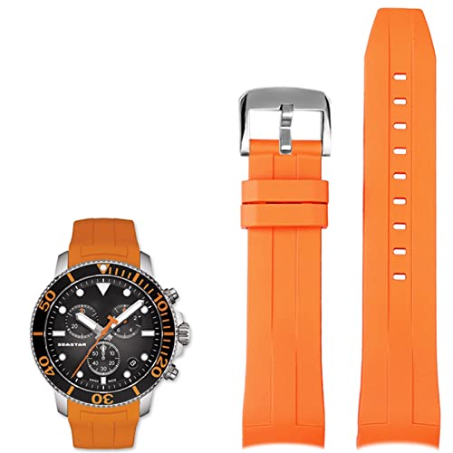 Bracelet sport en silicone 22mm orange pour montre Tissot T120407 style nautique estival