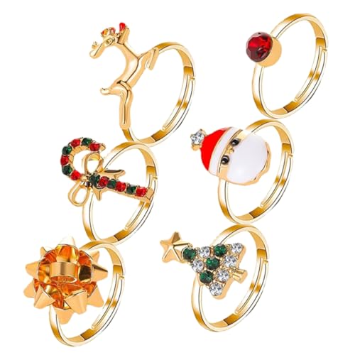 Bagues de Noël (sac de 6) : jolis accessoires de déguisement et de décoration de table festive