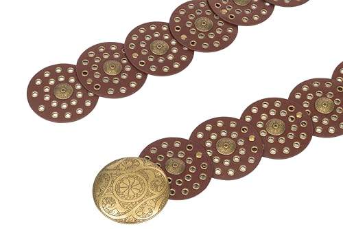 Women Western-Wide-Disc-Belt Hollow-Cowgirl-Belts Vintage Boho-Styl Chunky Country Belts for Jeans Dress Skirt3