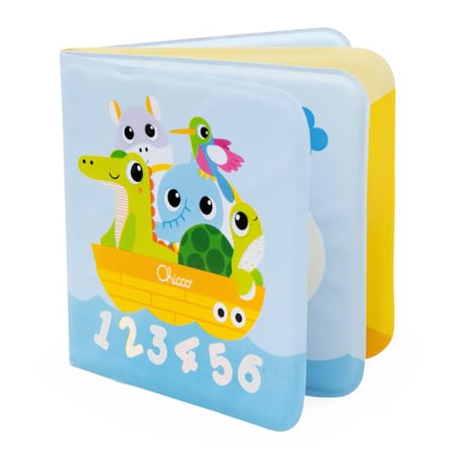 Chicco Juego Libro de Baño para bebés, Plástico Blando, Aprende los Números, los Colores y los Animales, Ligero y Fácil de Abrir, Se Colorea con el Agua, Juguetes para Niños 6-36 Meses
