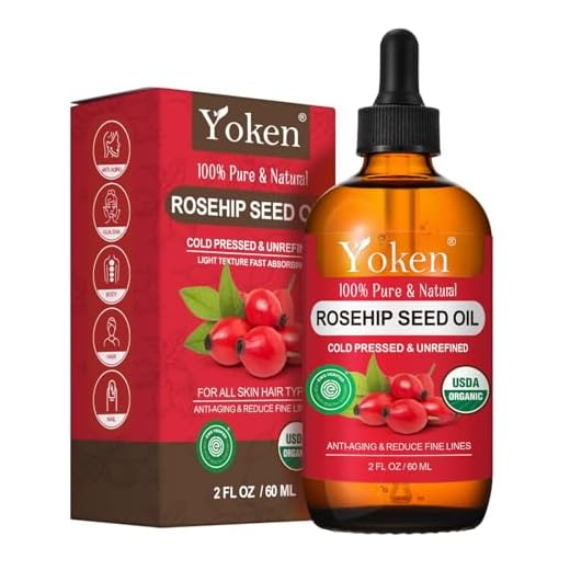 Yoken USDA Organic Rosehip Seed Oil 2 oz, Cold Pressed Facial Oil | A Lightweight Oil for Face & Neck; Ideal for Night Care, Gua Sha, Moisturizing and Mixing into Your Skincare Routine.