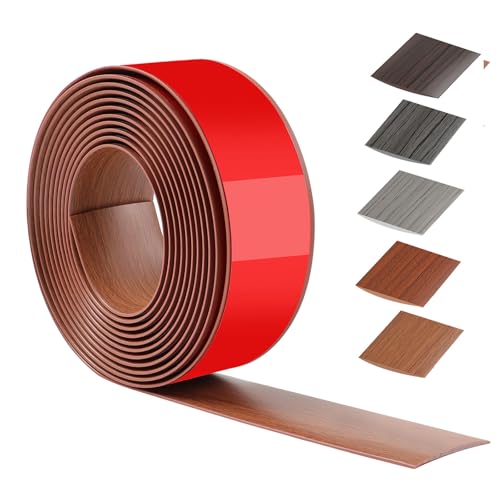 400 cm X 5 cm Tira divisoria de puerta de piso Autoadhesivo,PVC Tira de umbral Para Cocina,Sala De Estar O Bañ,Transición para Suelo Para Unir Huecos De Suelo(Grano De Madera De Teca Tailandesa)