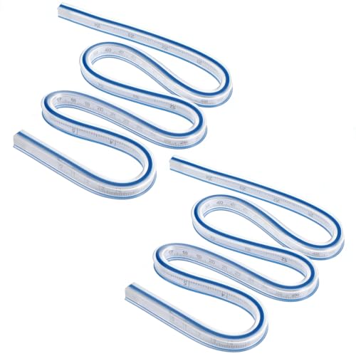 2 PCS Flexible Curve Ruler for Drawing, Double-Side Bendable Curve