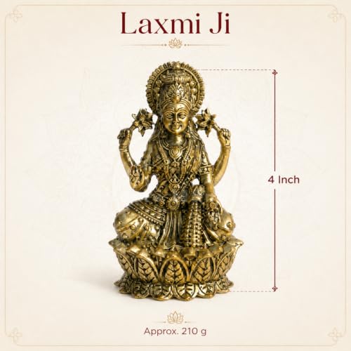 Image of Brass Lakshmi Ji Idol, Vastu Remedy for Wealth & Prosperity (4 Inch, 210 g)