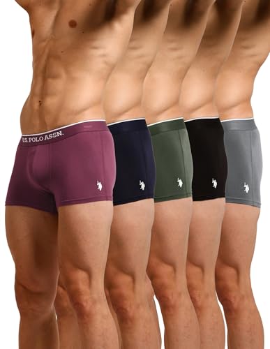 Image of U.S. Polo ASSN. Mens ET004 Anti Microbial Cotton Stretch Essential Underwear Trunk -Pack of 5