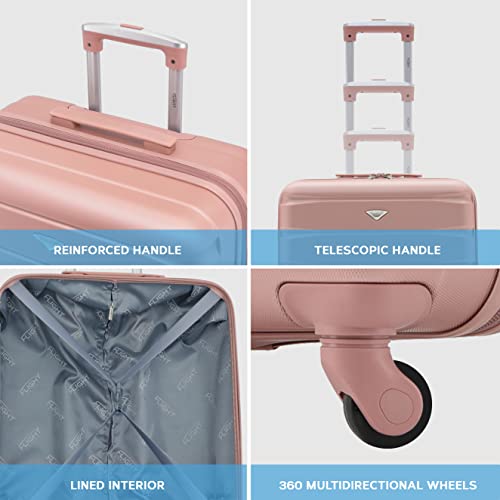 Flight Knight Lichtgewicht 4-wiel ABS Hard Case koffers Cabine & Hold Bagage Opties goedgekeurd voor meer dan 100 luchtvaartmaatschappijen, waaronder easyJet, British Airways, RyanAir, Virgin Atlantic, Emirates & Veel meer, Rosegoud, Cabin - 56x45x25cm, Bagage Set - Image 5