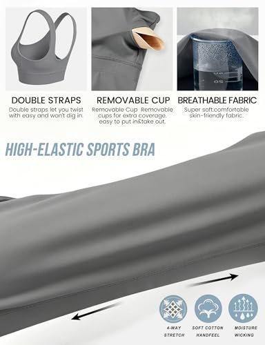 Image of Buauty Sports Bras for Women, High Support Sport Bra Workout Built in Bra Scoop Neck U Back Yoga Sports Bra