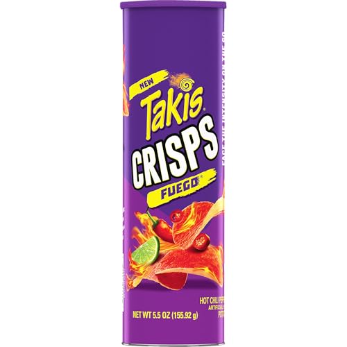 Takis Crisps Fuego Hot Chilli Pepper & Lime Artificially Flavored Potato Crips Chips, 155.92g (Imported)
