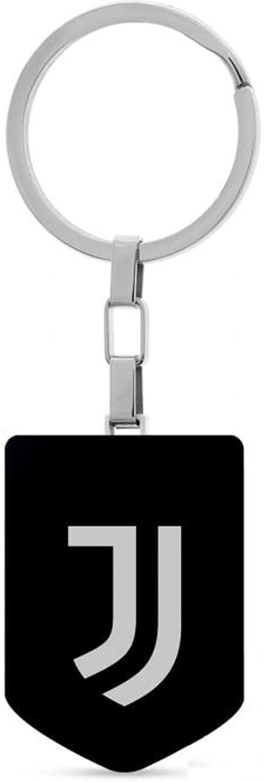 Seven Juventus FC Football Key Ring – Keyring for Car, Home, Office Keys with Engraved Nameplate, Black – White