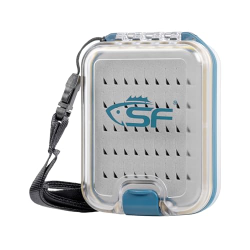 SF Plastic Waterproof Pocket Fly Fishing Box Double Side Clear Lid Easy Grip Foam with Lanyard Mini Fly Box Easy Grip Foam-Lanyard