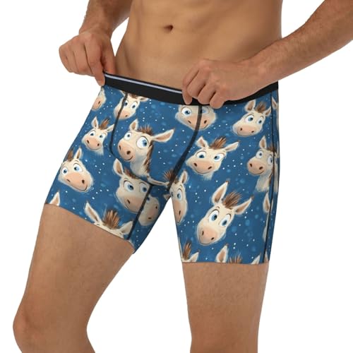 Mens Underwear, Funny Donkey Blue Print Boxers for Men, Soft Moisture-Wicking Breathable Boxer Briefs