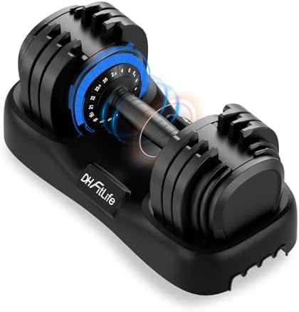 DH FitLife 2026 Nuevo Juego de Mancuernas Ajustables – 18 Niveles de Peso de 2,5 a 25 KG | Mancuernas Compactas con Ajuste Rápido | Set de Pesas para Hombres y Mujeres | Ideal para Gimnasio en Casa