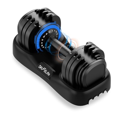 DH FitLife 2026 Nuevo Juego de Mancuernas Ajustables – 18 Niveles de Peso de 2,5 a 25 KG | Mancuernas Compactas con Ajuste Rápido | Set de Pesas para Hombres y Mujeres | Ideal para Gimnasio en Casa