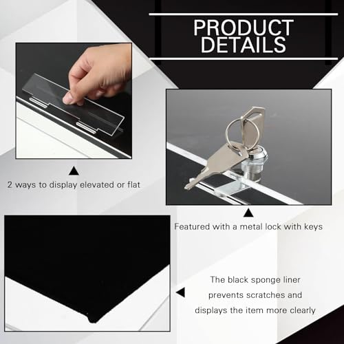 Huquary 2 Pcs Acrylic Locking Jewelry Display Case Clear Ring Earring Necklace Bracelet Jewelry Display Case Locking Security Showcase With Lock And Key For Trade Show Retail Display Case thumb #2