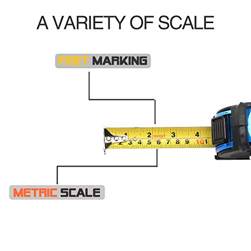 image for LAND 25Ft Retractable Nylon Measuring Tape - Heavy Duty Tape Measure, 