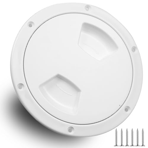 Degytrekoky Boat Hatch Cover 5 inch, Inspection Hatch White Round Deck Plate for Boats, Detachable Boat Deck Plate for Marine Boat Ships Yacht Truck RV, Attached Screws (White, 5 inch 1pcs)