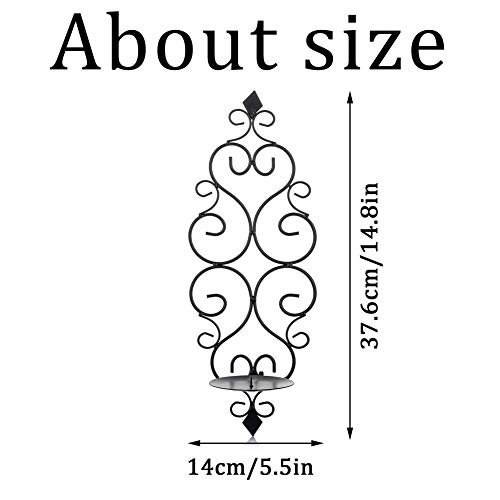 Sziqiqi Iron Wall Candle Sconce Holder Set Of 2 Hanging Wall Mounted Pillar Candle Sconces Holder, Wall Sconces Decor For Bedroom Dining Room (Black) #TOP5
