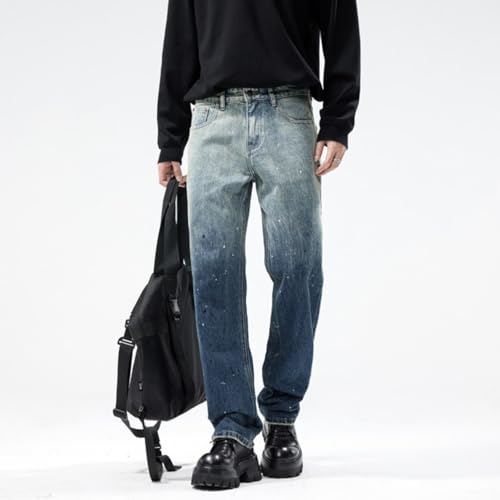 Jeans Pants Trouser Denim Spring and Autumn Gradient Loose Classic Trendy Ink Dot Wide Leg Long3