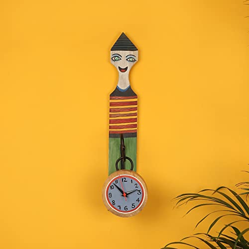 Image of AAKRITI ART CREATIONS Nobita's Wall Clock Multicolor | Wall Clock for Home, Home Decoration | Modern Art Wall Hanging, Lightweight Wooden wall Decor | Matte Finish Wooden