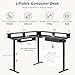 RedLemon 60 Inches L Shaped Electric Standing Desk, Height Adjustable Corner Gaming Desk with Drawers, Power Outlets & LED Lights, Computer Desk with Monitor Shelf, Carbon Fiber Black