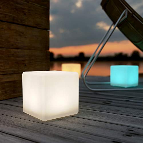 Shapelights® Indoor Outdoor USB Chargeable Solar Powered Colour Changing Mood Lights (Mini Cube 17.5cm)