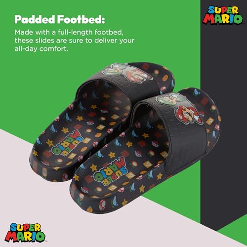 Nintendo Sandálias Mario Slide para meninos – Sapatos Super Mario – Mario, Luigi, Kirby e Donkey Kon