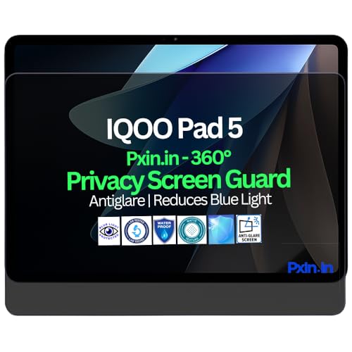Image of Pxin Tablet Privacy Screen Guard compatible with iQOO Pad5 | Anti Glare | Reduces blue light | 360 degree anti-spy | Eye Protection