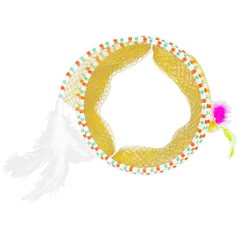 JUMPLAWN Faltbarer Großer Katzentunnel aus Stahl Draht Interaktives und Bissfestes Katzenspielzeug für Katzen und Kätzchen und Trainieren Zufällige Farbe