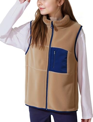 Happy Cherry Toddler/Kid Boys Girls Colorblock Polar Fleece Vest Warm Sleeveless Jacket for Winter Fall 4-14Y