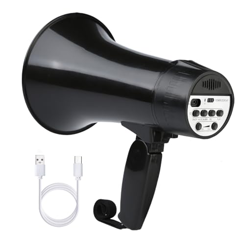 UZOCHI 20 Watt Rechargeable Megaphone Bullhorn Speaker, Siren and 240s Recording, Portable Mega...