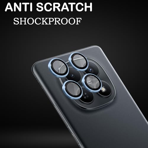 Image of Amazon Brand - Solimo Camera Glass Lens Protector Ring for Redmi Note 15 Pro 5G Case Friendly with Edge to Edge Coverage and Easy Installation (Blue)