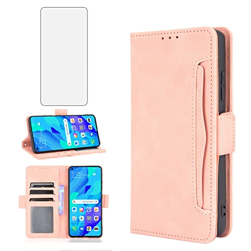 Asuwish Handyhülle für Huawei Nova 5T/Honor 20 Hülle mit Glas Folie Kartenfach Klappbar Leder Geldbörse Ständer Cover Hawaii Honor20 Pro 20S T5 YAL-L21 Handy Hüllen Schutzhülle Phone Case Roségold