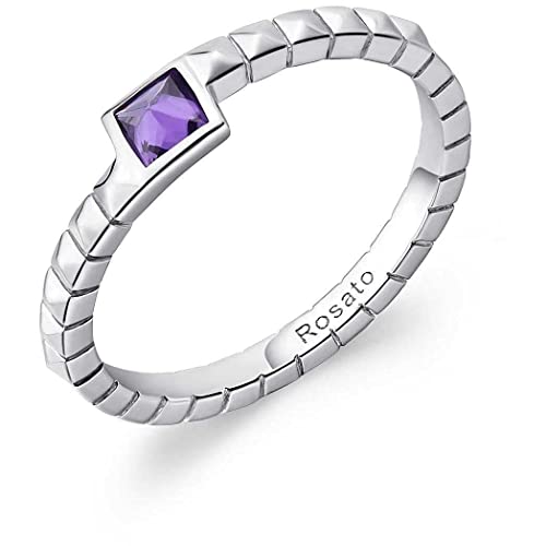 Bague argent anti-ternissement Rosato Cubica avec son zircon violet durable