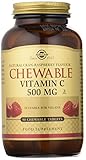 Sin gluten Solgar Vitamina C Masticable 500 mg, Sabor Natural de Frambuesa - 90 Tabletas