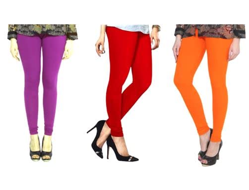 Solid chudidaar Tight Leggings Pack of 3 for Women-Purple, Red & Saffron-S(RL-FUL-LEG-PACK-3050_AZ_S_PT_Tight)-picture-34