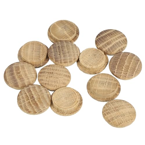Image of uxcell 12 Pcs 0.79 x 0.98 Inch Wood Hole Plugs, Wooden Screw Hole Cover, Wood Pocket Button Plug for Chair Stair Craft Furniture Woodworking