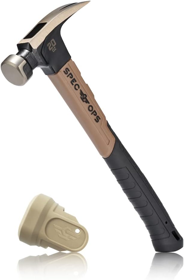 Tools 20 oz Fiberglass Hammer, 13 Inch, Soft Mallet Cap, Shock-Absorbing Grip, 3% Donated to Veterans