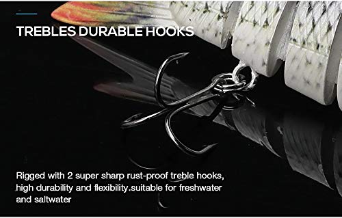 Foto von Njord Kalastus Hecht Köder Set Kunstköder 5 Stück in Box Angel-Köder zum Raubfisch-Angeln – Wobbler mehrteilig mit Gelenk für realistischen Lauf 14cm 25g langsam sinkend +5X Stahlvorfach