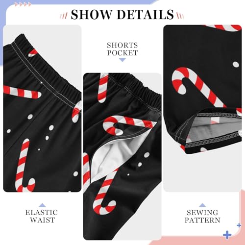 Boys' Pants Christmas New Year Candy Black Long Bottoms Jogger Pants Elastic Waist Trousers with Pockets S-XL4