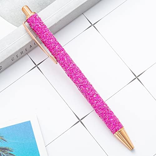 cobee Bling Metal Pens, 6pcs Click Retractable Ballpoint Pens, 1.0mm Black Ink Ballpoint Pens, Metal Glitter Ballpoint Pens for Men, Women, School, Office, Home, Drawing(Sequins Style)
