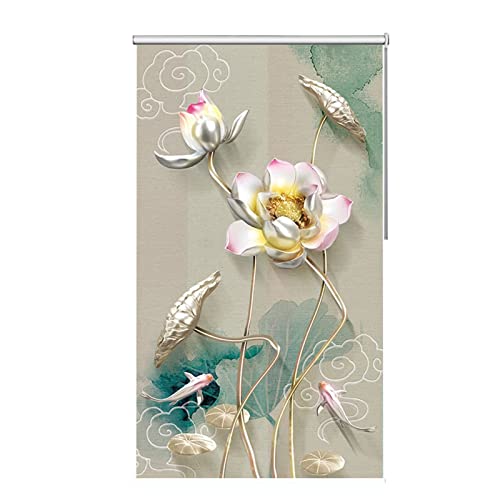 Estores enrollables opacos estampados florales para cocina y baño, 150 x 100 cm de ancho, fácil de instalar y diseño elegante