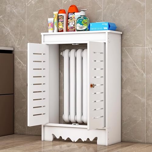 Cubiertas de radiador para ocultar calefacción y ganar espacio con armario de baño