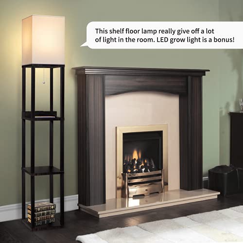 Floor Lamp With Shelves For Living Room, Shelf Floor Lamp With Led Grow Light, Wireless Charging Station, Usb Port And Ac Outlet, Modern Standing Light Column Floor Lamp Tower Nightstand For Bedroom #TOP7