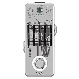VSN Bass EQ Pedal, 5-Band EQ Pedal Electric Bass Equalizer (62.5Hz 125Hz 500Hz 1kHz 4kHz) Provides ?18dB for Each Band EQ Seeker for Bass True Bypass