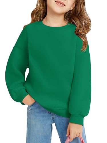 Image of Haloumoning Girls Oversized Crewneck Sweatshirts Kids Fleece Pullover Tops