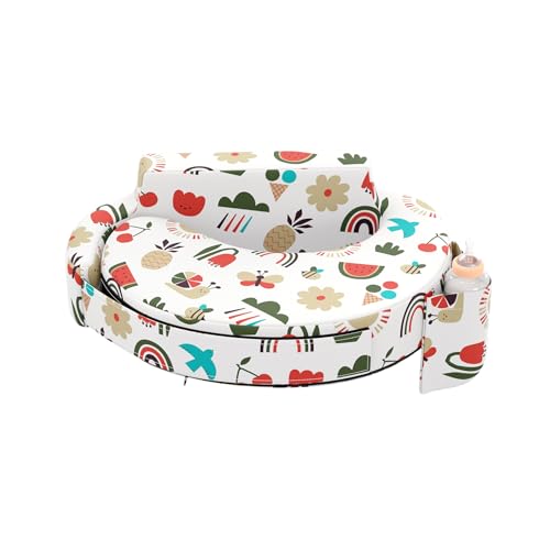 Image of Wakefit Foam Nursing Pillow for Breastfeeding & Baby Care | Ideal for Newborn with Adjustable Strap | 100% Cotton Removable Cover | Super Soft Foam for Posture Comfort | Farmhouse