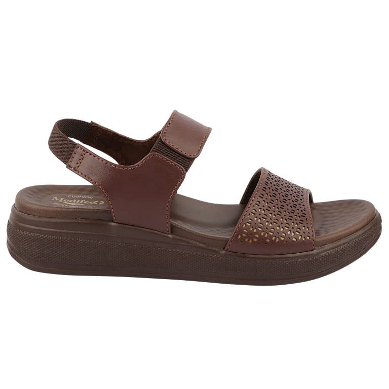 Medifeet Womens Laser Cut Design Sling Back Sandals (BROWN, numeric_6) (B0C65YKG1N) Amazon Price History, Amazon Price Tracker