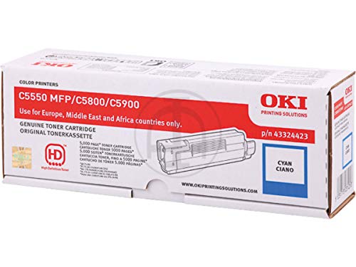 Toner cyan OKI C 5900 original 43324423 pour réussir toutes vos présentations d'équipe